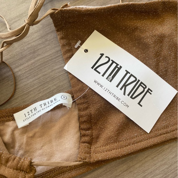 NWT 12th Tribe St. Barths Shimmer Gold Bandeau Top - Picture 6 of 6